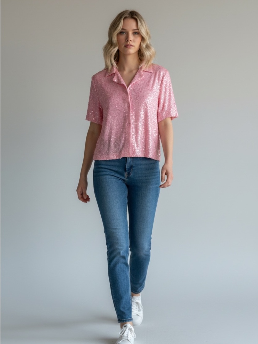 J. Crew Light Pink Sequin Top
